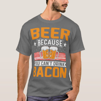 ベーコン豚の肉が飲めないからおもしろいのビール Tシャツ