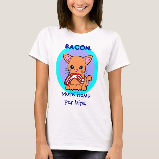 ベーコン: かみ傷猫ごとのより多くのnoms tシャツ (正面)