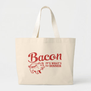 ベーコン-それはであるものが夕食のためです ラージトートバッグ