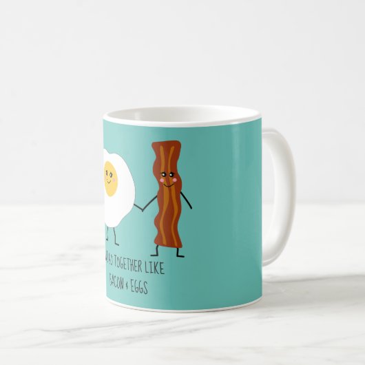 ベーコン&エッグスのように一緒に行くかわいいかわいい コーヒーマグカップ (正面右)