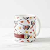 ベーコン&エッグスブレックファーストフードパターン コーヒーマグカップ (正面右)