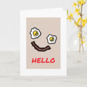 ベーコン&エッグス誕生日朝食ユーモア カード (黄色い花)