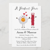 ベーコン&エッグ完璧なペアブライダルディナー 招待状 (正面/裏面)