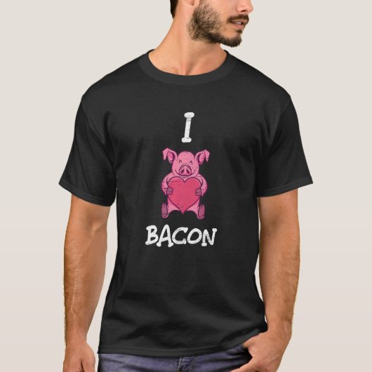 ベーコン+豚肉+朝食+グルメ大好き Tシャツ (正面)