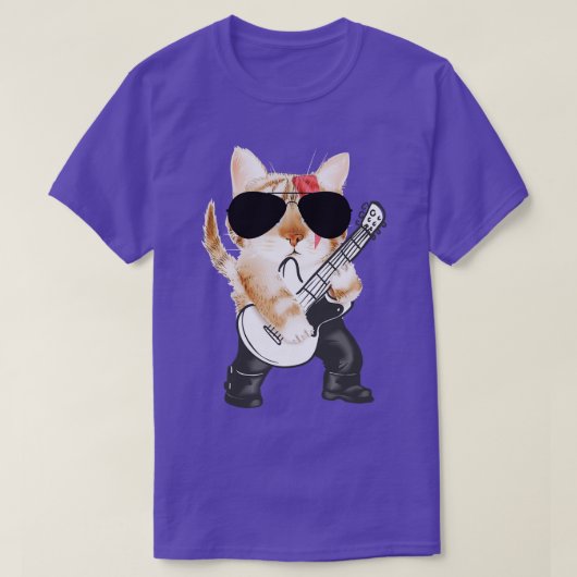 ベーシストクールキャットバスギター Tシャツ (デザイン正面)