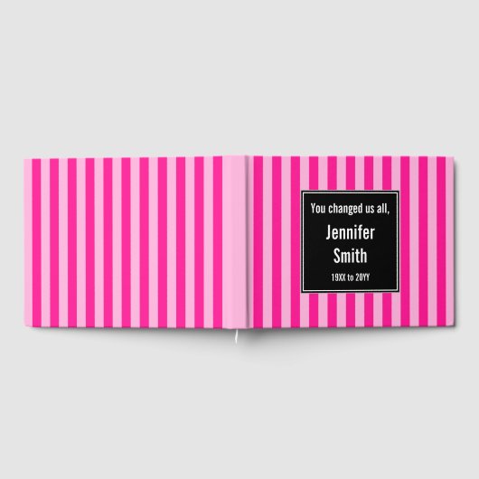 ベーシックなピンクストライプのの思い出のゲストブック ゲストブック (全面)