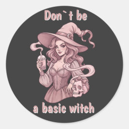 ベーシックな魔女になるな - サジーなタピオカティーとドクロ ラウンドシール