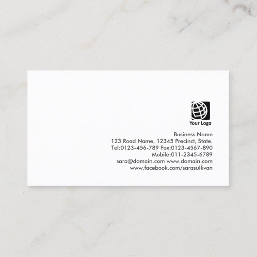 ベーシックはっきりしたシルバーベースクレフ、 音符記号アイコンエレガント 名刺 (裏面)