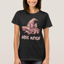 ベーシックウィッチコケット パステルピンク魔女の帽子リボン Tシャツ