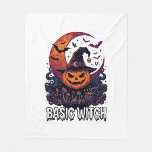 ベーシックウィッチハロウィンカボチャ三日月魔法鍋 フリースブランケット