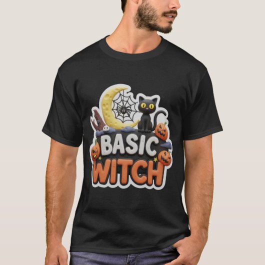 ベーシックウィッチハロウィン3Dイラスト Tシャツ (正面)