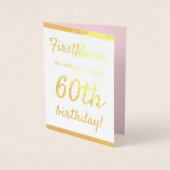 ベーシックゴールドフォイル60th誕生日グリーティングカード 箔カード (正面)