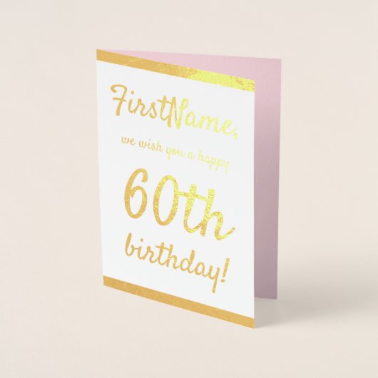 ベーシックゴールドフォイル60th誕生日グリーティングカード 箔カード (正面)