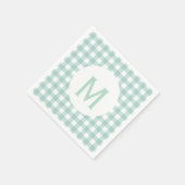 ベーシックシンプルセージグリーンジンガムモノグラム スタンダードカクテルナプキン (角)