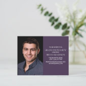 ベーシックパープル卒業パーティフォト招待状 インビテーションポストカード (スタンド正面)