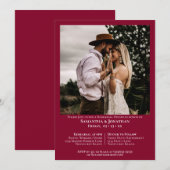 ベーシックフォトクランベリーレッド結婚のリハーサルディナー 招待状 (正面/裏面)