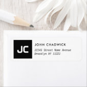 ベーシックブラックスクエアモノグラムイニシャルミニマリスト ラベル (インサイチュ)