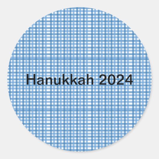 ベーシックブルー格子模様ステッカー/封筒シール ラウンドシール (正面)