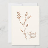 ベーシックミニマルシンプルボヘミアンワイルドフラワーベージュ サンキューカード (正面)