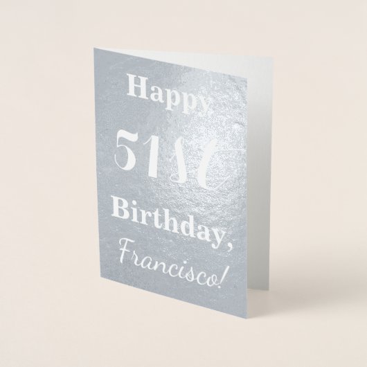 ベーシック銀箔「ハッピー51誕生日」+名称 箔カード (正面)