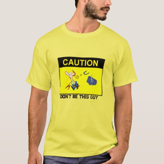 ベーシック イエロー 馬蹄投げ注意Tシャツ Tシャツ (正面)