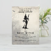 ベーシック ウィッチ モダン ユニーク ハロウィン バースデー パーティー 招待状 (スタンド正面)