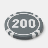ベーシック グレー 白 大胆な数字 ポーカーチップ (シングル)