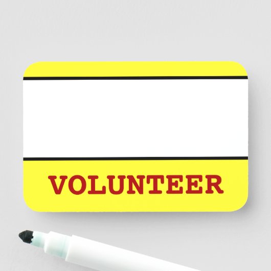 ベーシック、ミニマルシンプルリスト、「VOLUNTEER」の名前タグ 名札 (インサイチュ)