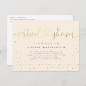 ベーシンプルジュ&金ゴールドのバーチャルシャワー インビテーションポストカード (正面/裏面)