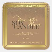 ベージエレガントュプロダクト包装ラベル金ゴールドフレーム スクエアシール (正面)