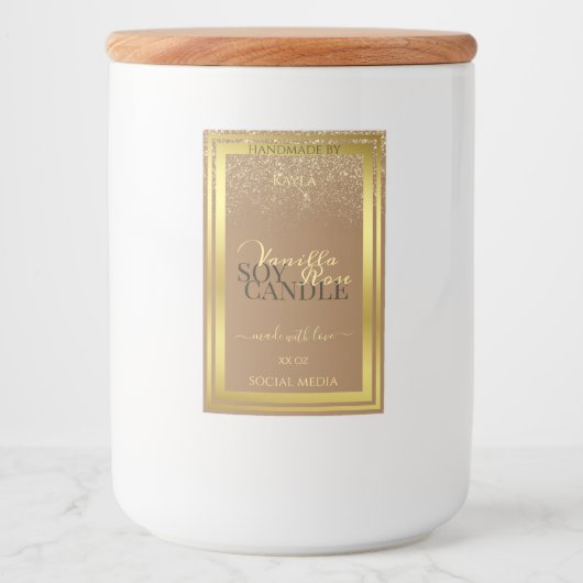 ベージエレガントュプロダクト包装ラベル金ゴールドフレーム フードラベル (正面)