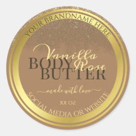 ベージエレガントュプロダクト包装ラベル金ゴールドフレーム ラウンドシール
