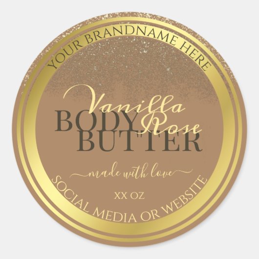 ベージエレガントュプロダクト包装ラベル金ゴールドフレーム ラウンドシール (正面)