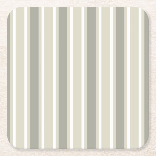 ベージキャンディストライプー スクエアペーパーコースター (正面)