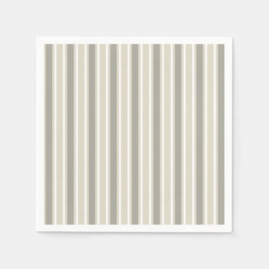 ベージキャンディストライプー スタンダードカクテルナプキン (正面)