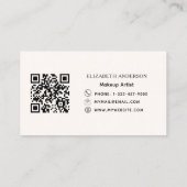 ベージクリームピンクボウエレガントQRコード 名刺 (裏面)