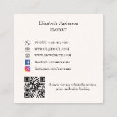 ベージクリームピンクボウ花QRコードソーシャルメディア スクエア名刺 (裏面)