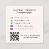 ベージクリームボウQRコードSNS スクエア名刺 (裏面)