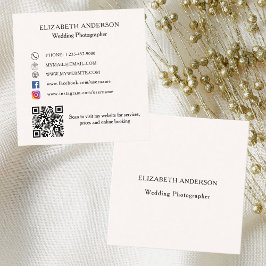 ベージクリームQRコードSNS スクエア名刺