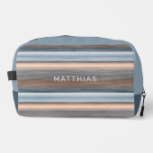 ベージグレイティール(緑がかった色)ブルータウペブラウンストライプアート ドップキット (正面)