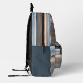 ベージグレイティール（緑がかった色）ブルータウペブラウンストライプアート プリントバックパック (左)