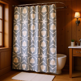 ベージグレイ2つのトーンの星と形状 シャワーカーテン