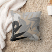 ベージグレイ&ブラック芸術的抽象芸術葉 クッション (ブランケット)