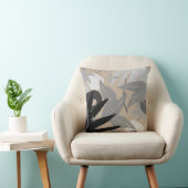 ベージグレイ&ブラック芸術的抽象芸術葉 クッション (椅子)