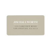 ベージグレイ&ホワイトモダン差出人住所 ラベル (正面)