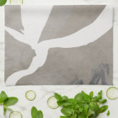 ベージグレイ&ホワイト抽象芸術水彩 キッチンタオル (折り畳み)