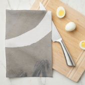 ベージグレイ&ホワイト抽象芸術水彩 キッチンタオル (四つ折り)