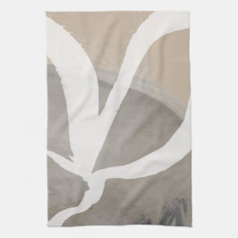 ベージグレイ&ホワイト抽象芸術水彩 キッチンタオル