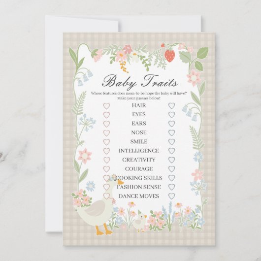 ベージグース間抜けフローラジンガムベビートレイトゲーム 招待状 (正面)