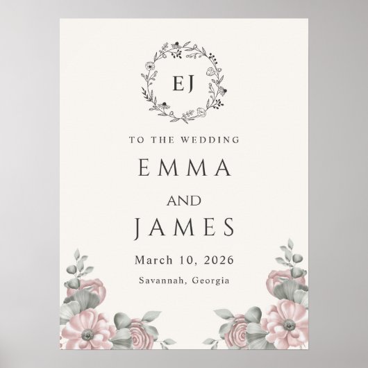 ベージシックフローリーウェルカムサイン結婚ズ ポスター (正面)